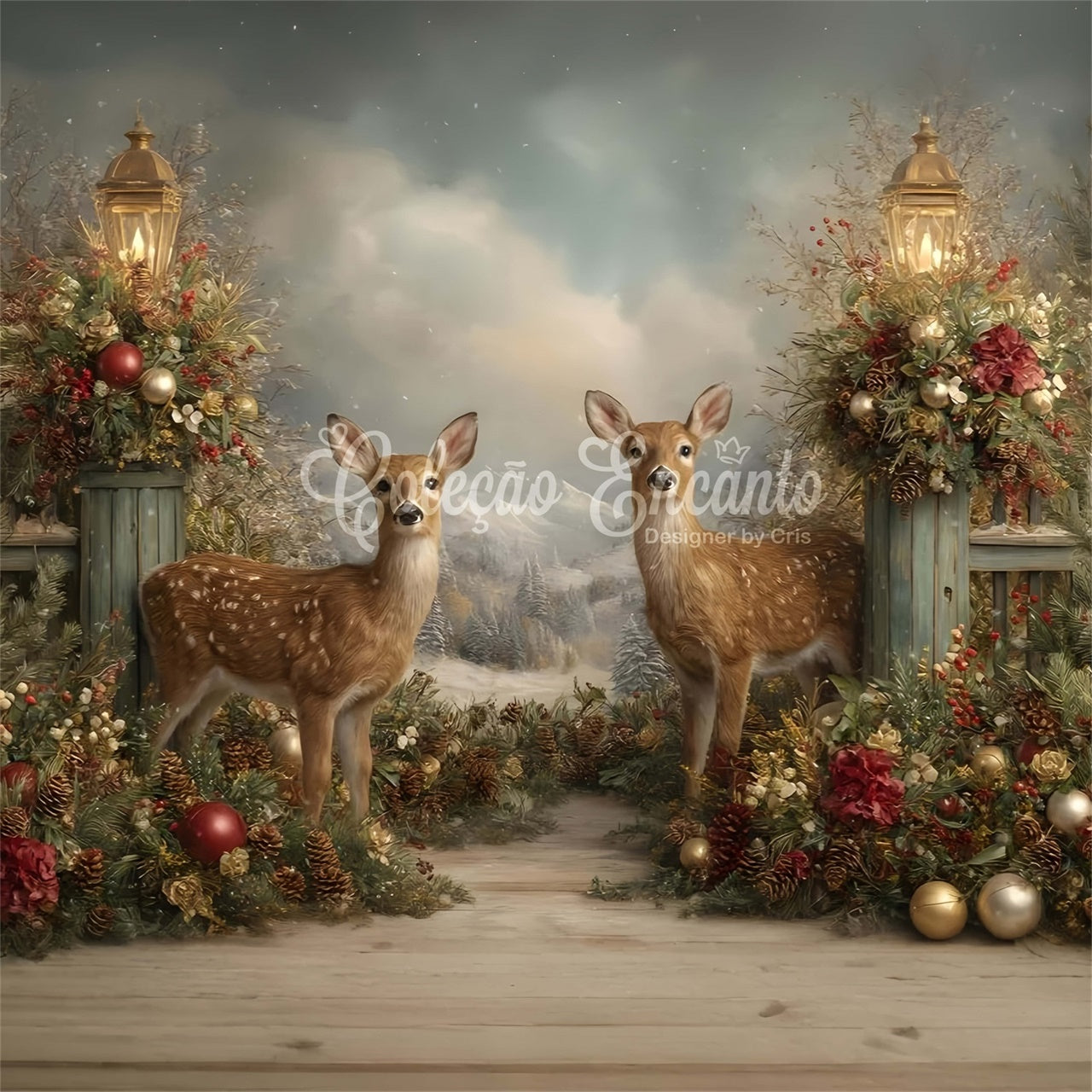 Toile de fond Noël Forêt de Rennes Lanterne par Magali