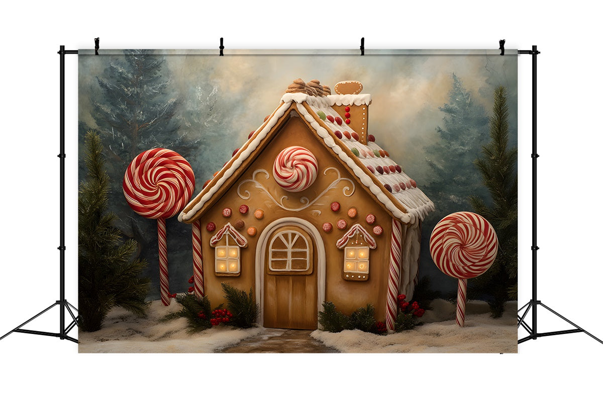 Toile de fond de Noël Chalet Sucré Pain d’Épices par Magali