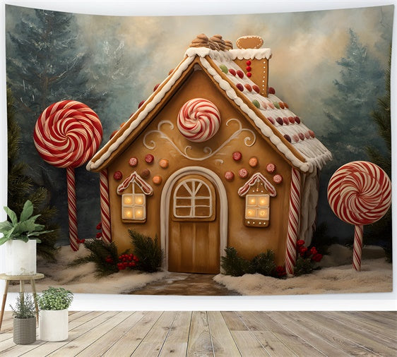 Toile de fond de Noël Chalet Sucré Pain d’Épices par Magali