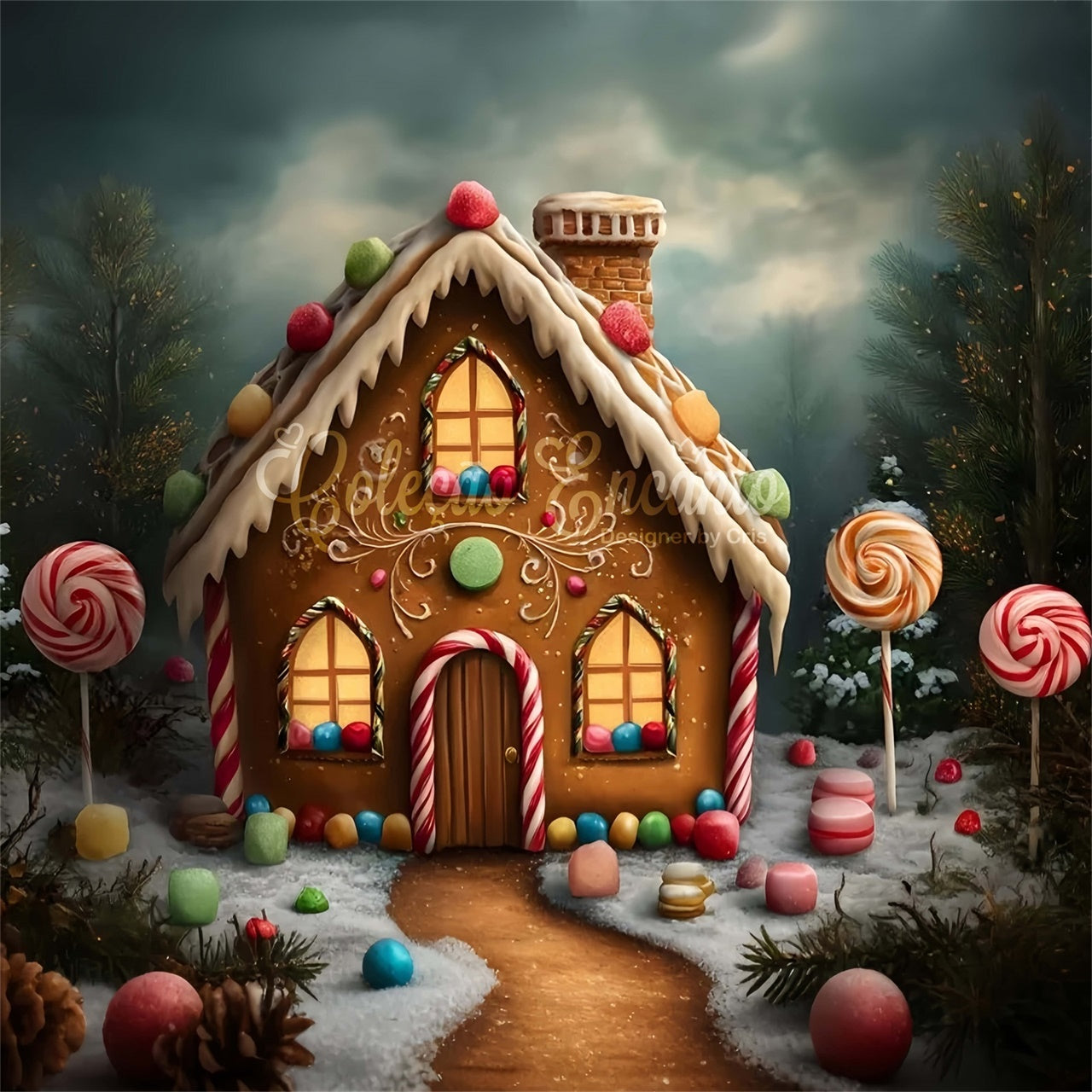 Toile de fond Noël Maison de Noël Pain d’Épices par Magali