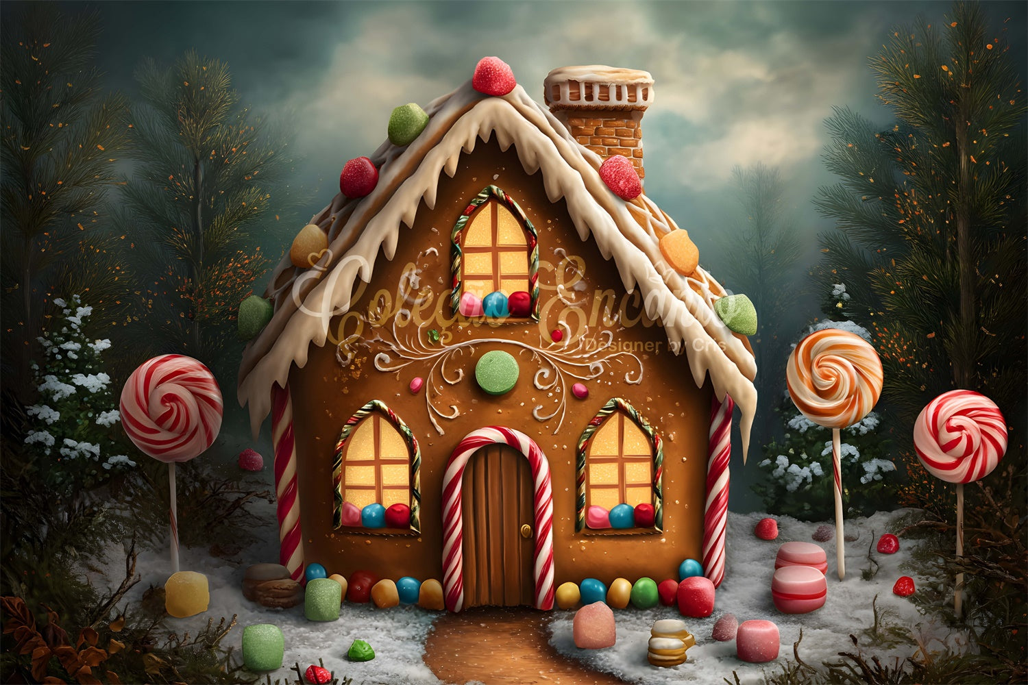 Toile de fond Noël Maison de Noël Pain d’Épices par Magali