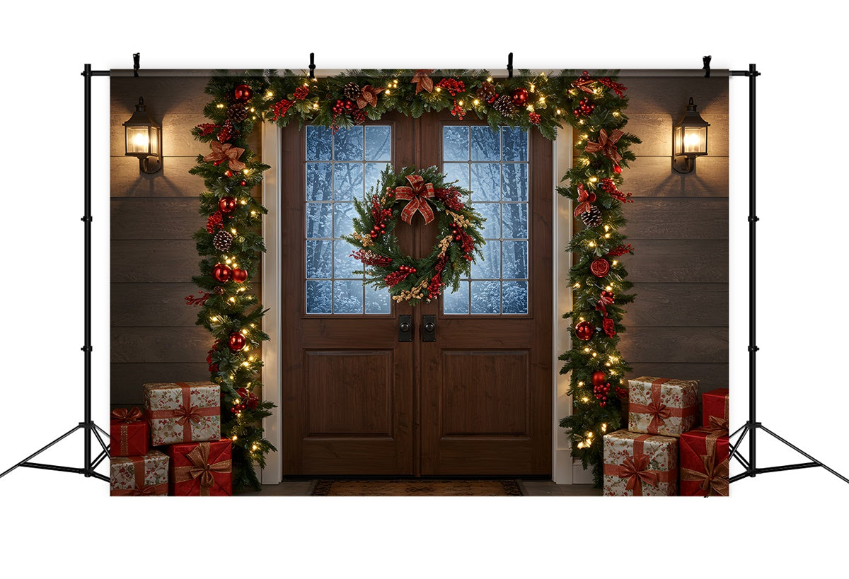 Toile de fond Noël Couronne Rustique Entrée par Magali