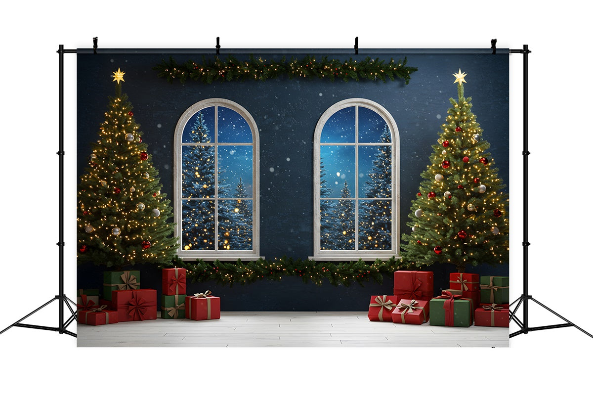 Toile de fond Photo Noël Veille Fenêtre Arbre Illuminé par Magali