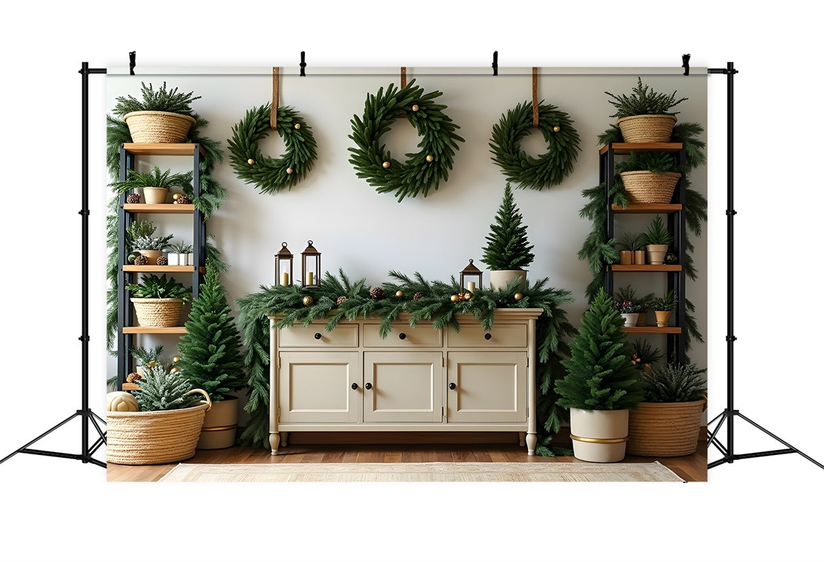 Toile de fond Noël Professionnelle Couronne de Pin Décor par Magali