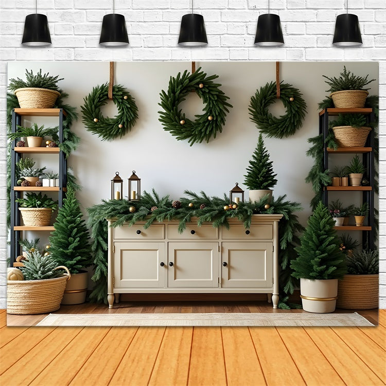 Toile de fond Noël Professionnelle Couronne de Pin Décor par Magali
