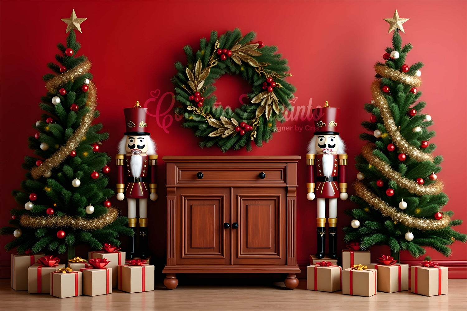 Toile de fond Noël Arbres Jumeaux Célébration Casse-Noisette par Magali