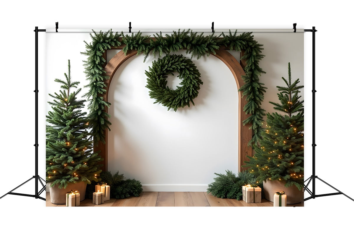 Toile de fond Noël Idées Arche de Sapin Guirlande par Magali