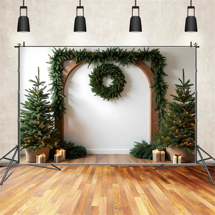 Toile de fond Noël Idées Arche de Sapin Guirlande par Magali