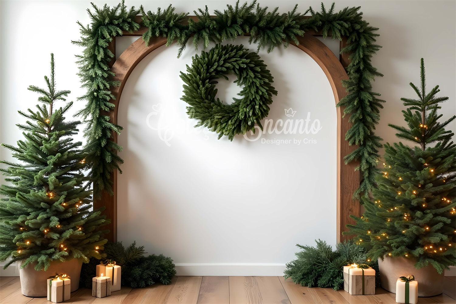 Toile de fond Noël Idées Arche de Sapin Guirlande par Magali