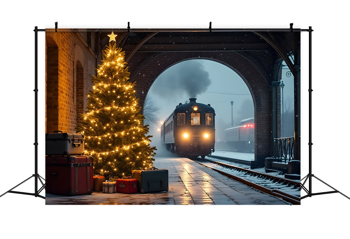 Toile de fond de Noël Train Enneigé par Magali