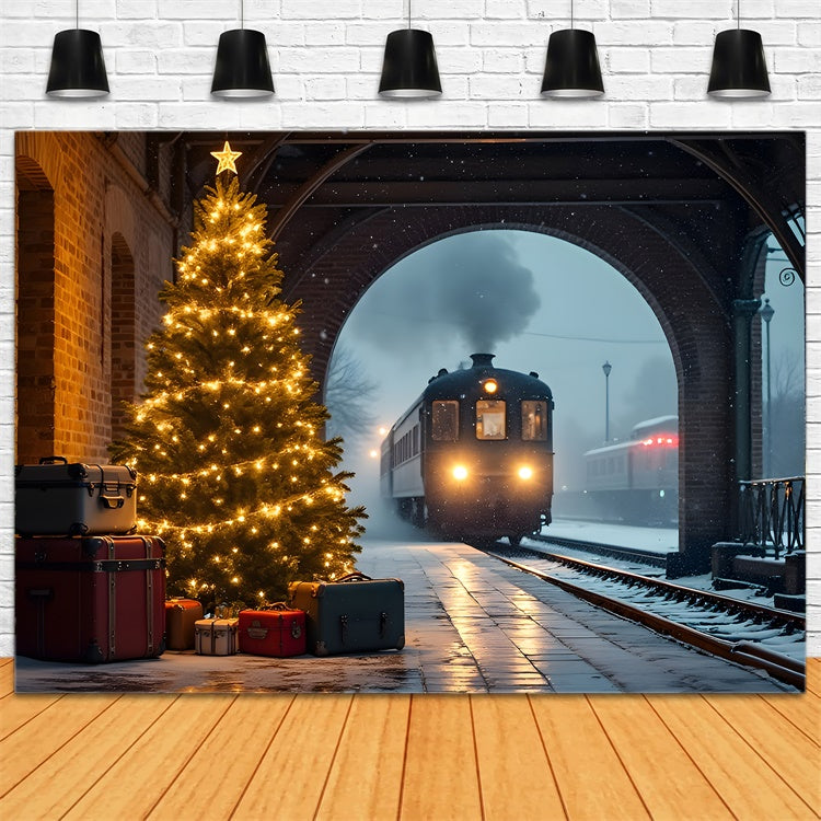 Toile de fond de Noël Train Enneigé par Magali