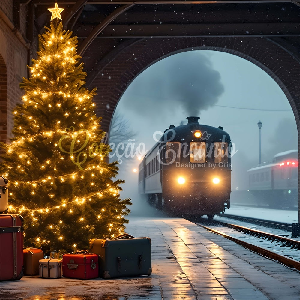 Toile de fond de Noël Train Enneigé par Magali