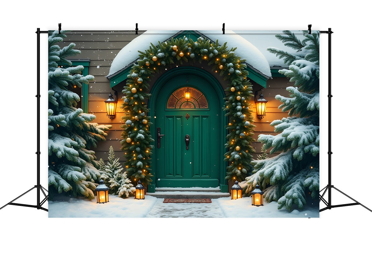 Toile de fond Noël Porte Verte Fête par Magali