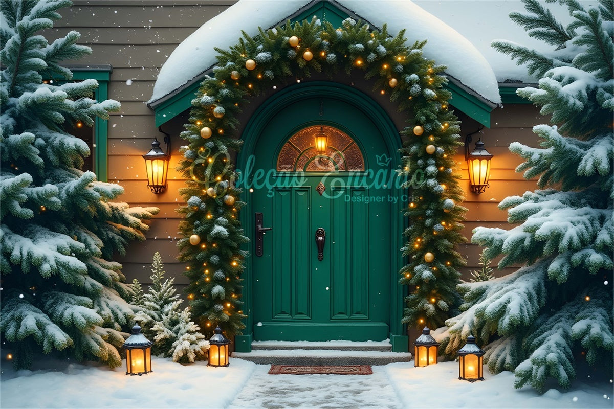 Toile de fond Noël Porte Verte Fête par Magali