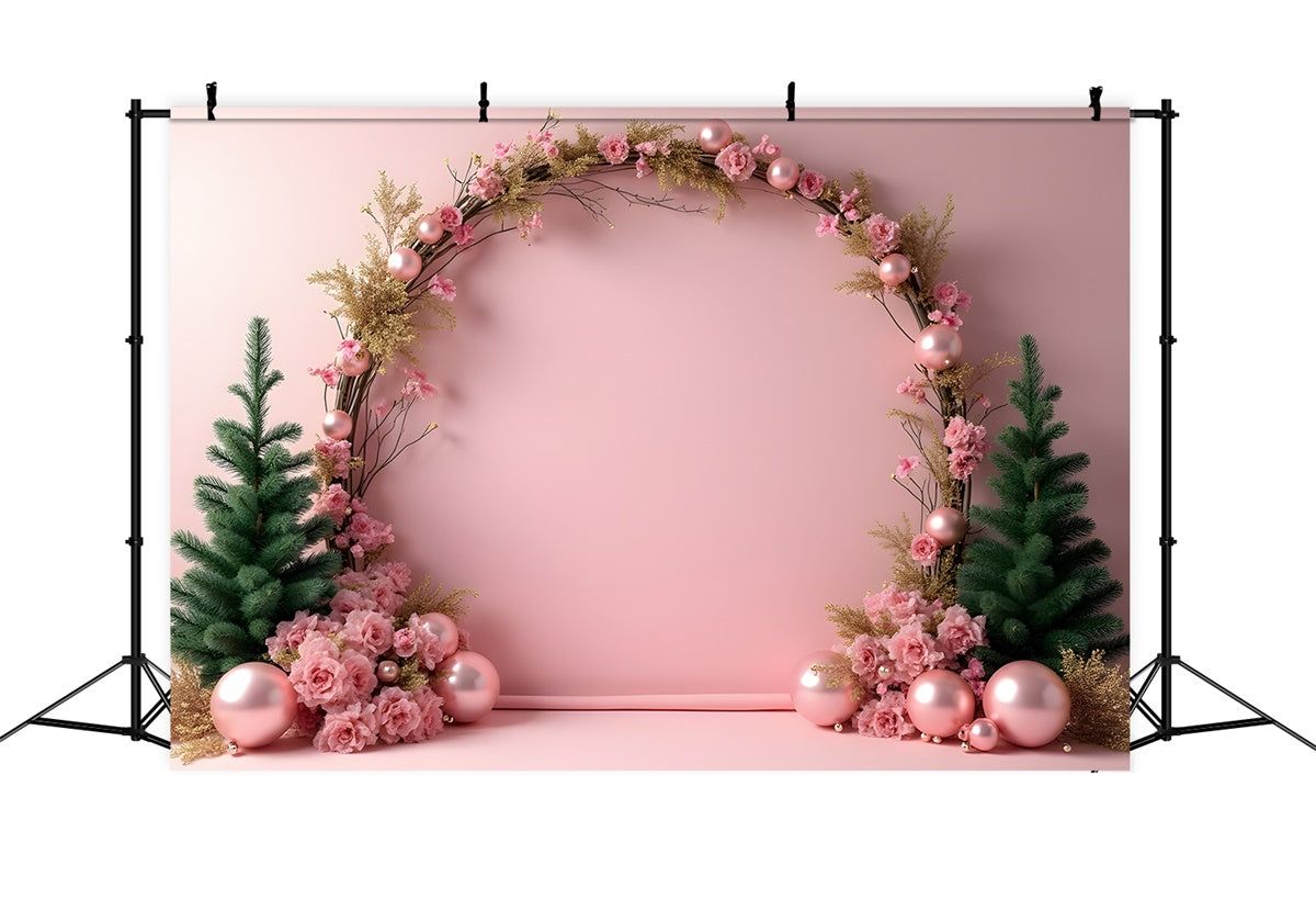 Toile de fond Noël Professionnelle Arche Florale Rose par Magali