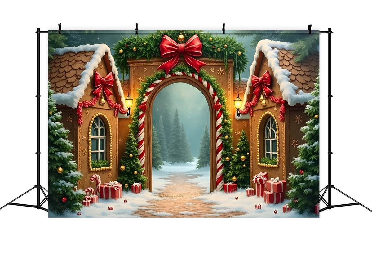 Toile de fond Noël Village Pain d'Épices Nœud par Magali