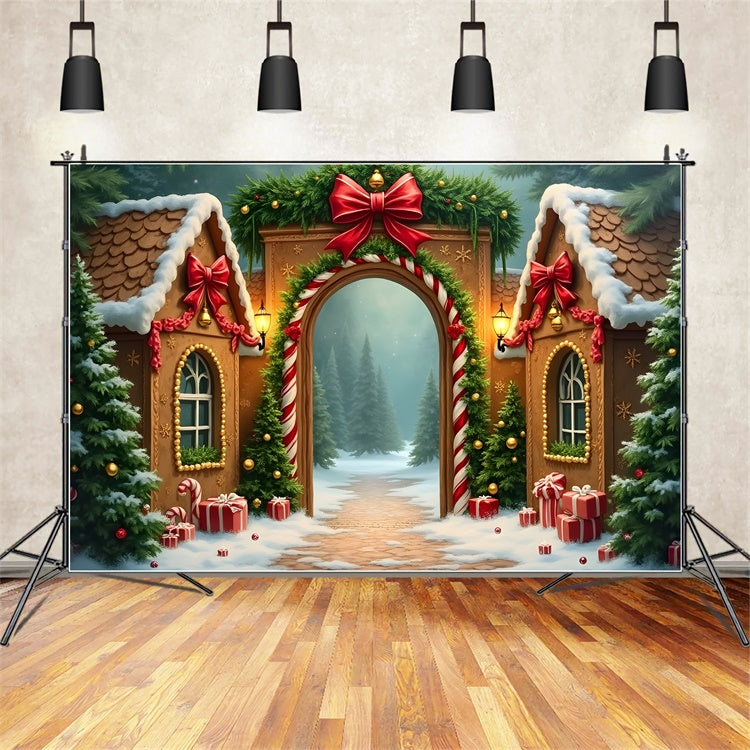 Toile de fond Noël Village Pain d'Épices Nœud par Magali