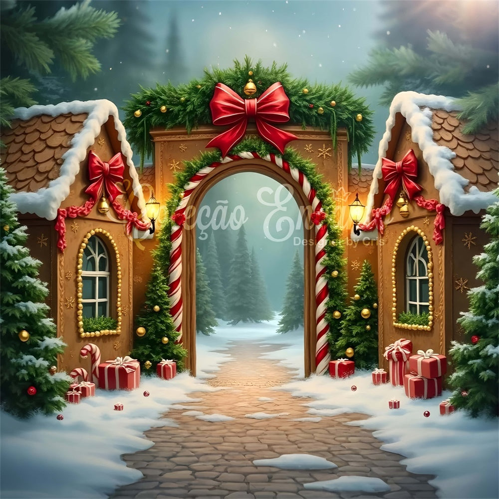 Toile de fond Noël Village Pain d'Épices Nœud par Magali