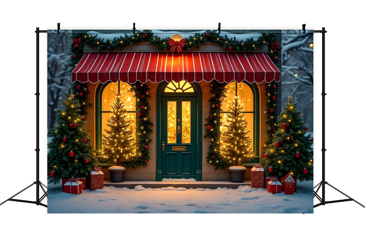 Toile de fond Noël Arbre Lumineux Vitrine par Magali