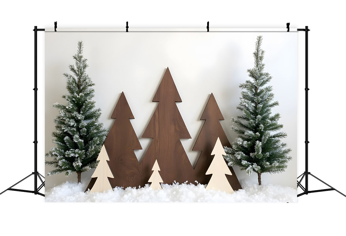 Toile de fond Noël Idées Forêt Enneigée en Bois par Magali