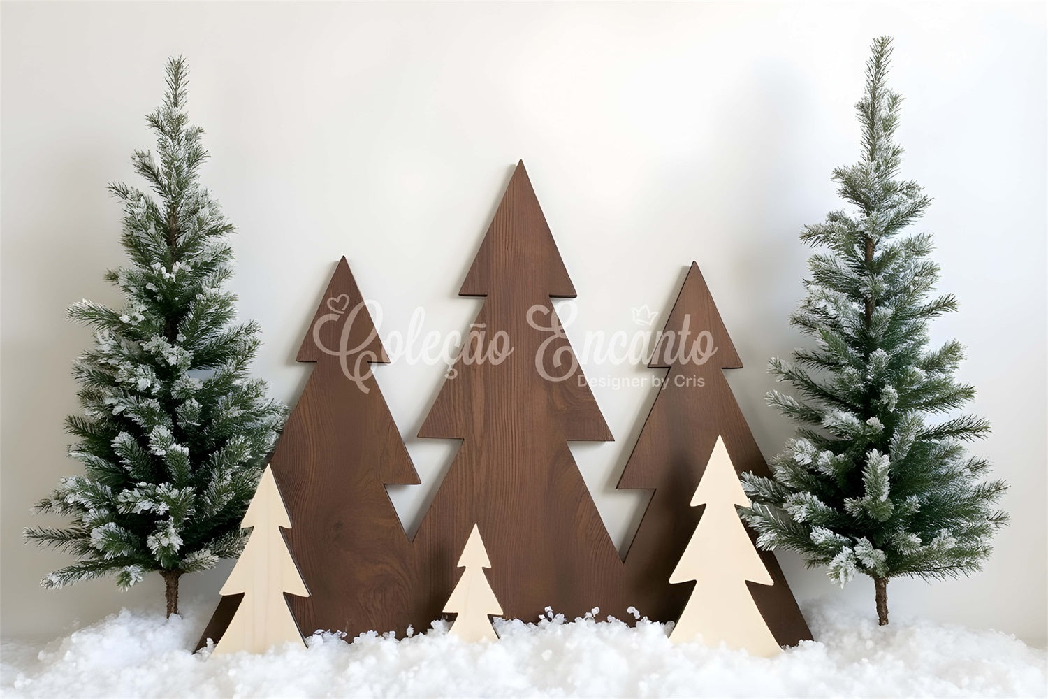 Toile de fond Noël Idées Forêt Enneigée en Bois par Magali