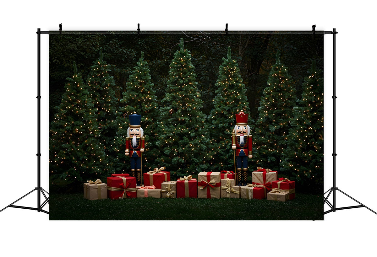 Toile de fond Noël Casse-Noisette Cadeaux Sapins Scintillants par Magali
