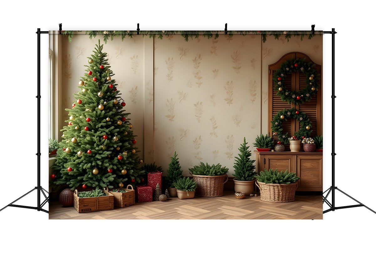 Toile de fond Noël Arbre Intérieur Cadeaux Décor par Magali