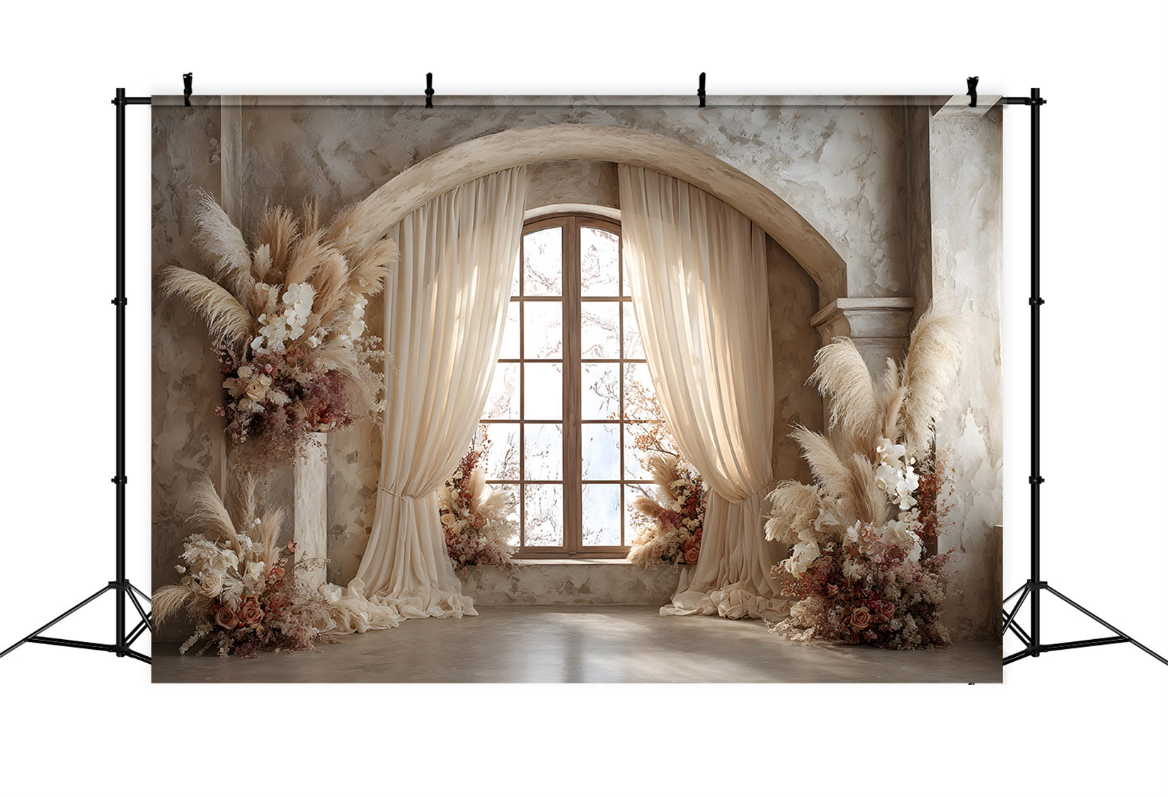 Toile de fond Fête des Mères Fenêtre Pampas Florales Bohème Par Magali