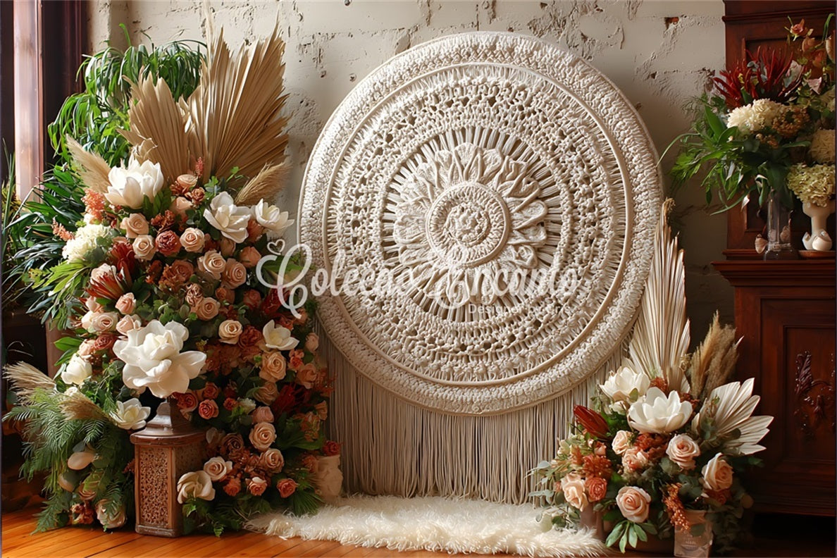 Toile de fond Studio Fête des Mères Macramé Bohème Rustique Floral Par Magali