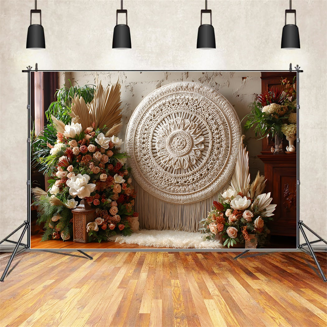 Toile de fond Studio Fête des Mères Macramé Bohème Rustique Floral Par Magali