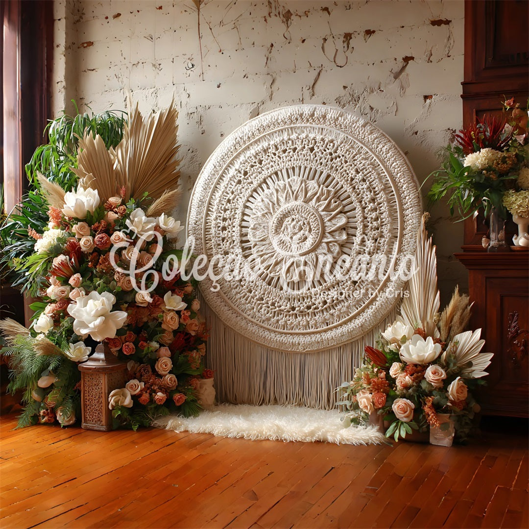 Toile de fond Studio Fête des Mères Macramé Bohème Rustique Floral Par Magali