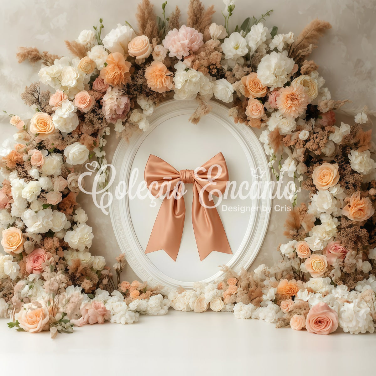 Fond Photo Fête des Mères Nœud Pêche Fleurs Par Magali