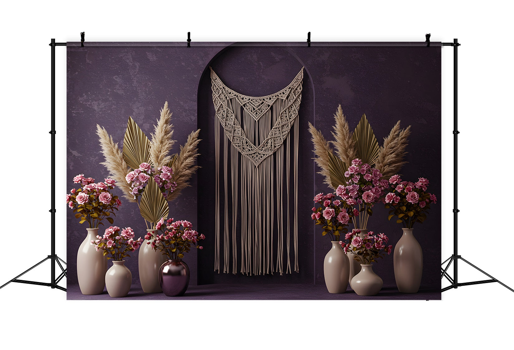 Toile de fond Studio Fête des Mères Mur Macramé Floral Violet Par Magali