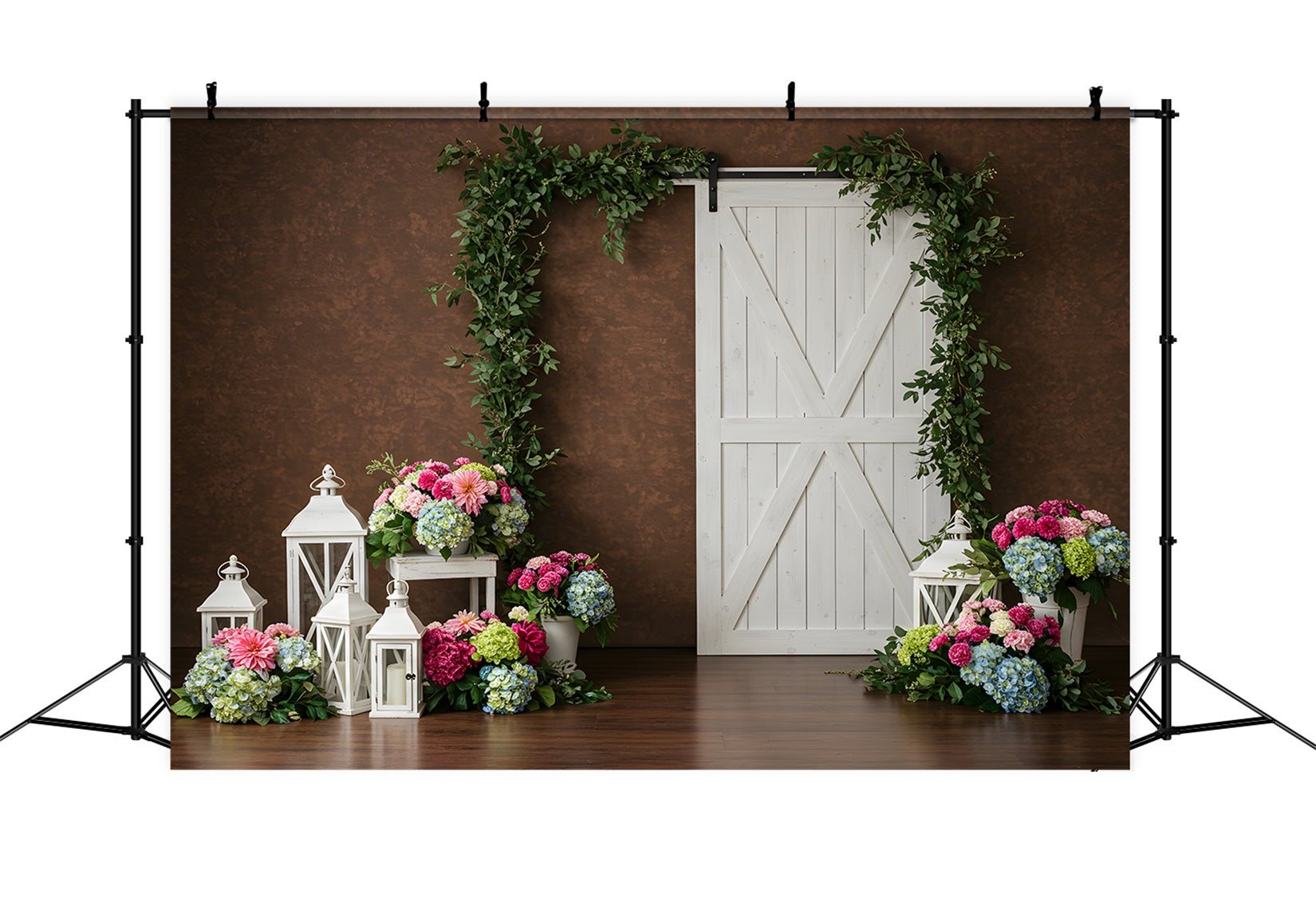 Toile de fond Fête des Mères Mur Marron Porte Blanche Florale Par Magali