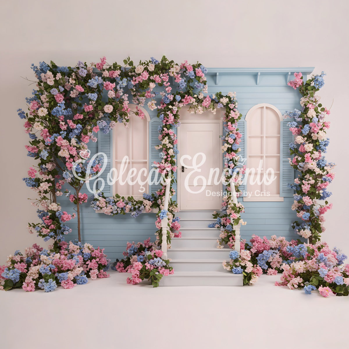 Fond Studio Fête des Mères Maison Florale Bleue Par Magali