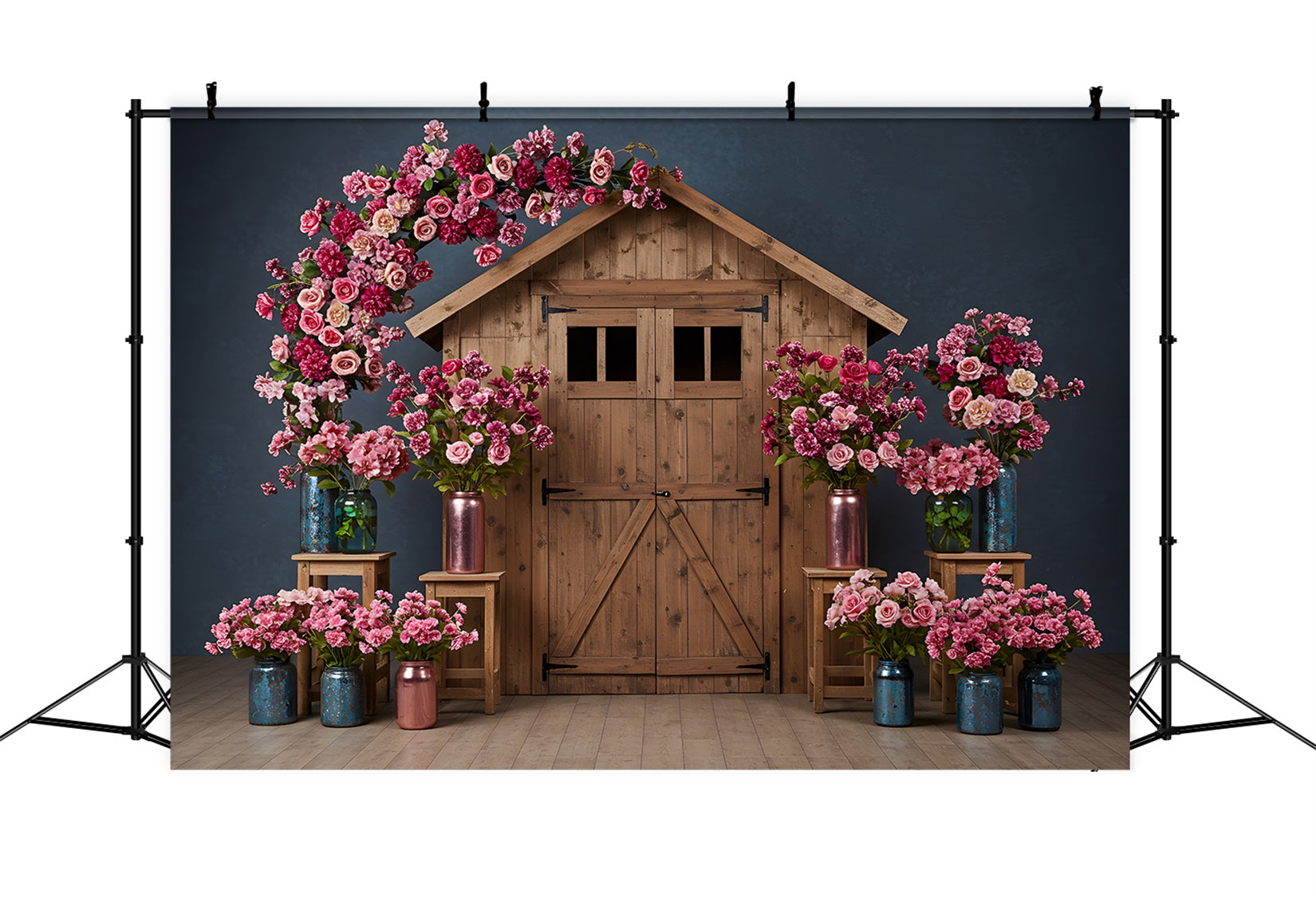 Toile de fond Photo Fête des Mères Porte Grange Florale Rose Par Magali