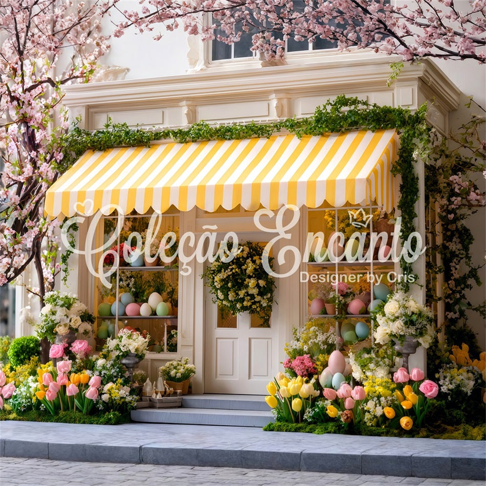 Toile de fond Photo Pâques Floraison Cerisier Auvent Jaune Par Magali