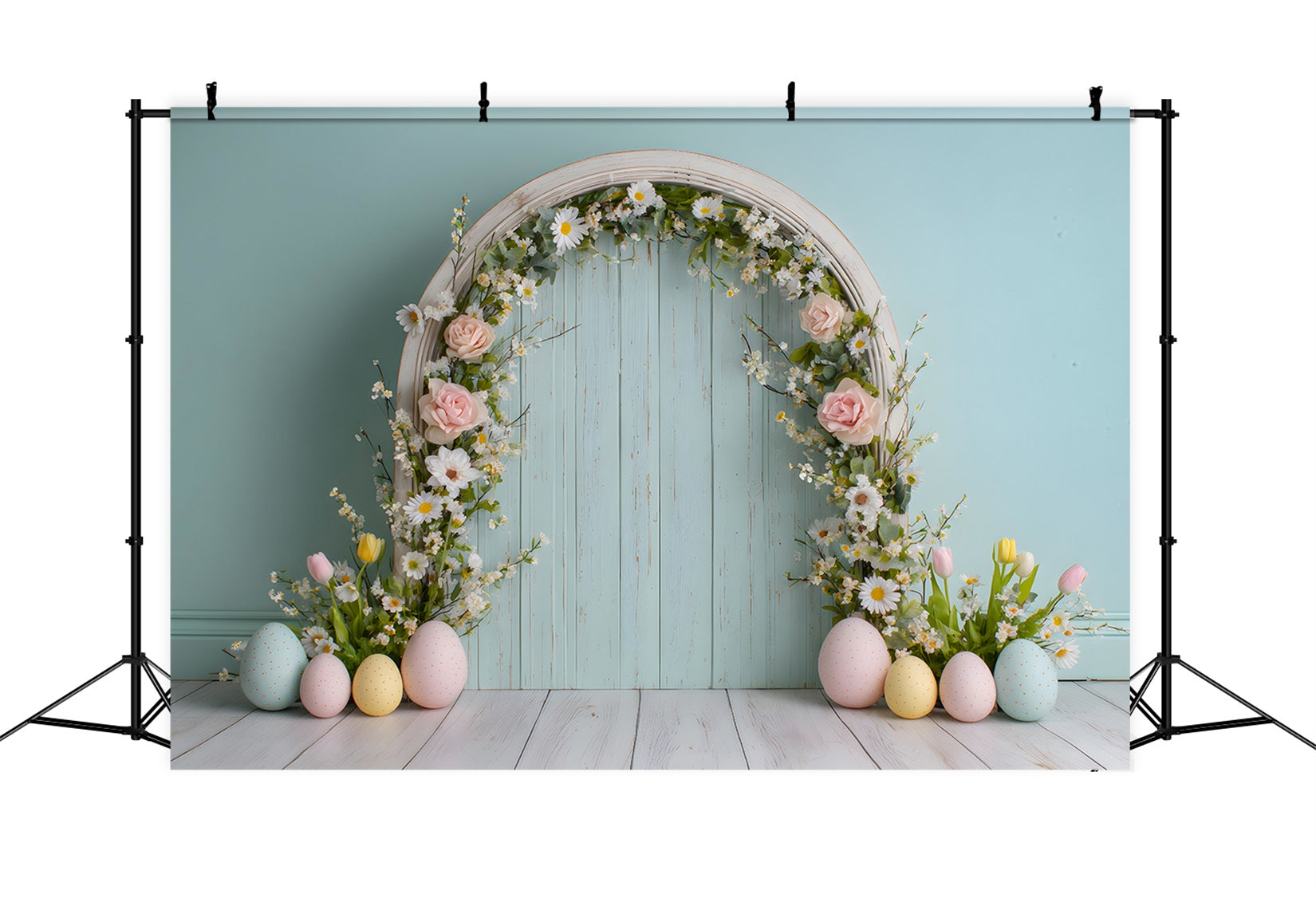 Fond Photo Pâques Arche Fleurs Œufs Pastel Par Magali