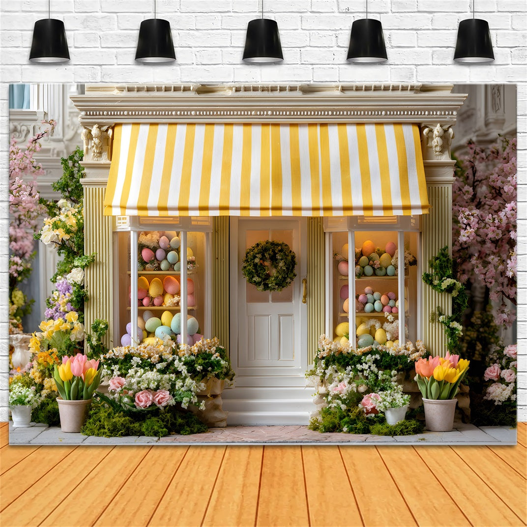 Fond Studio Pâques Boutique Œufs Auvent Jaune Par Magali