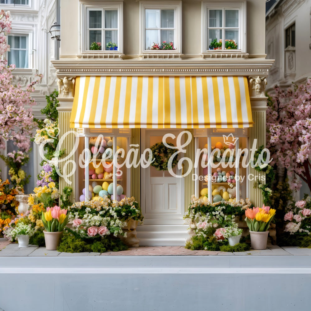 Fond Studio Pâques Boutique Œufs Auvent Jaune Par Magali