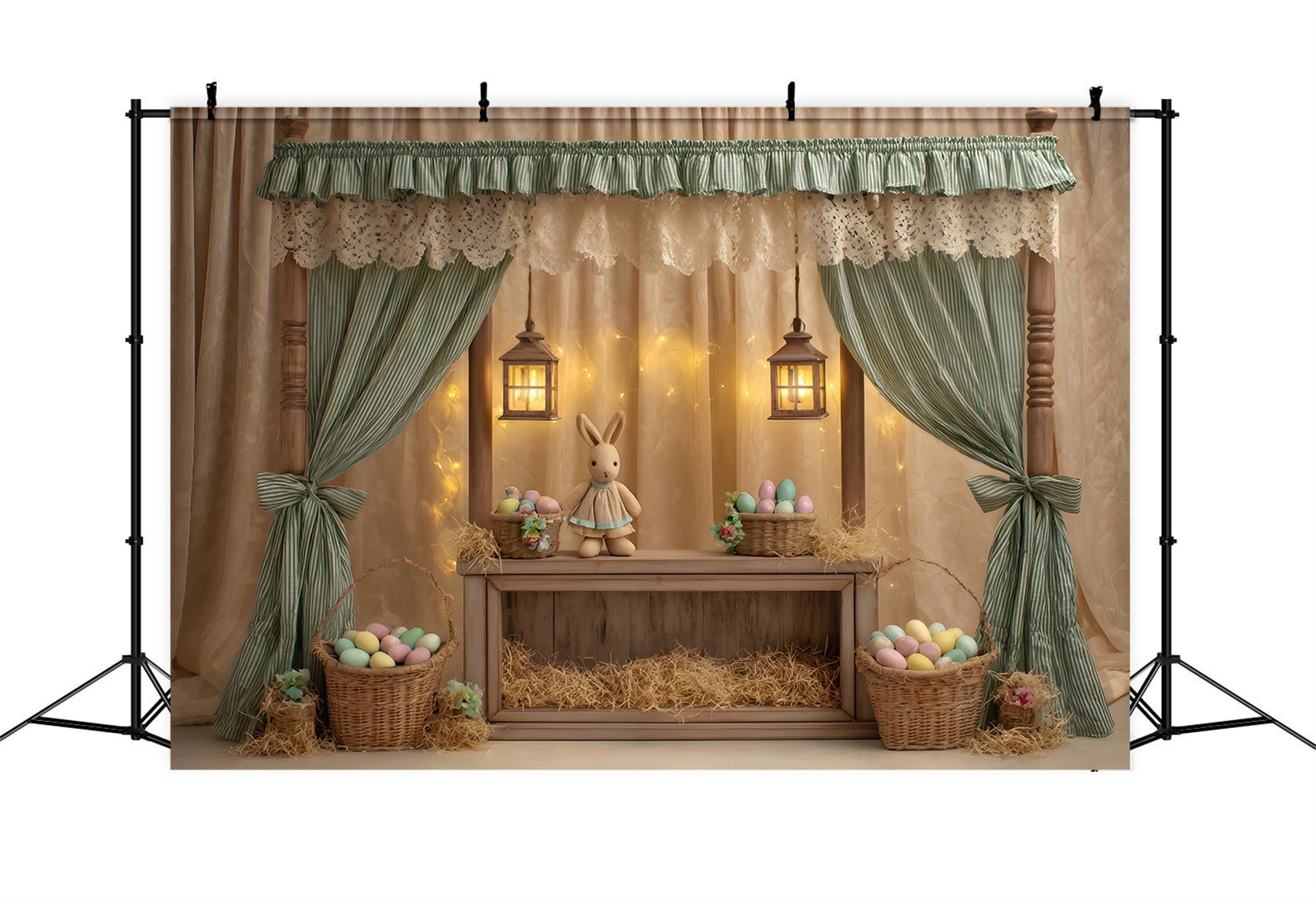 Toile de fond Photo Pâques Auvent Lapin Paniers Œufs Par Magali