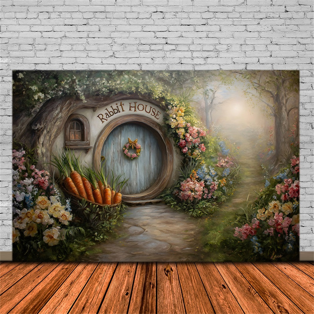 Fond Studio Pâques Porte Hobbit Fleurs Carottes Par Magali