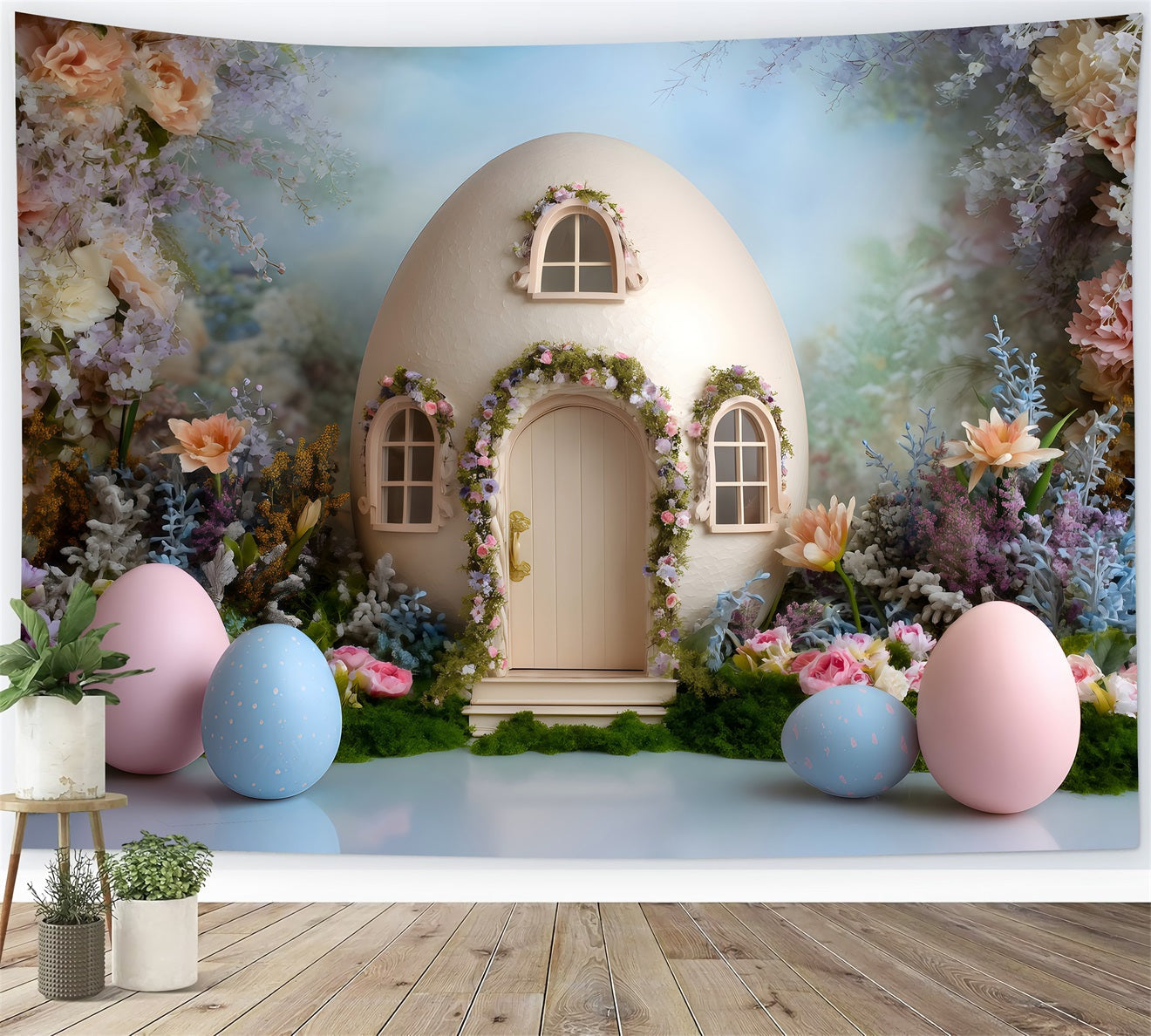 Fond Photo Pâques Maison Œufs Fleurs Pastel Par Magali