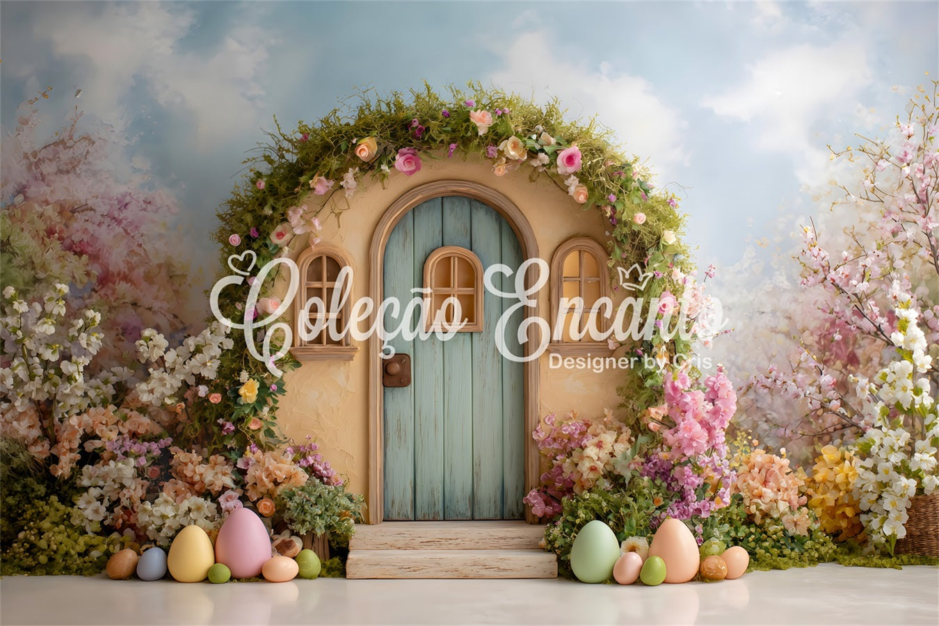 Toile de fond Photo Pâques Arche Florale Petite Porte Par Magali