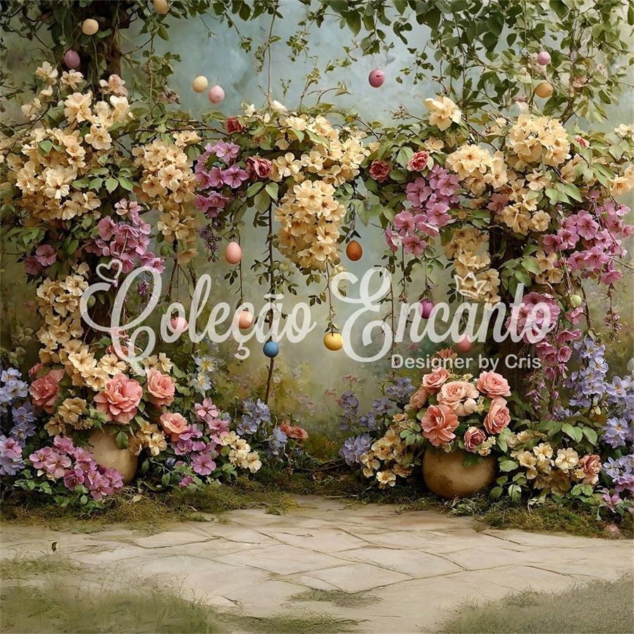 Fond Photo Pâques Arche Fleurs Guirlande Œufs Par Magali