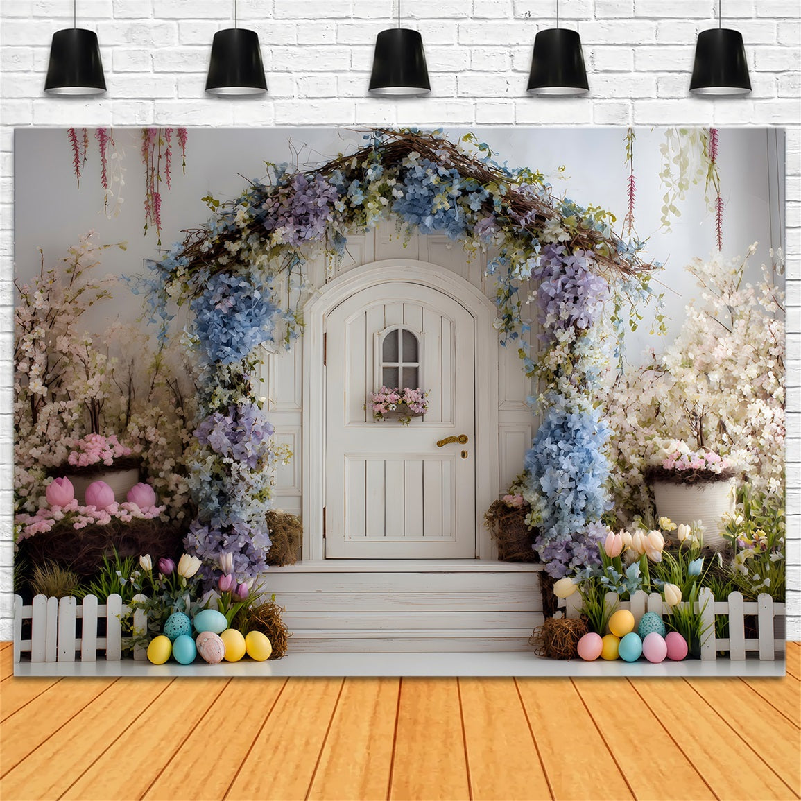 Toile de fond Pâques Arche Bleue Porte Blanche Par Magali