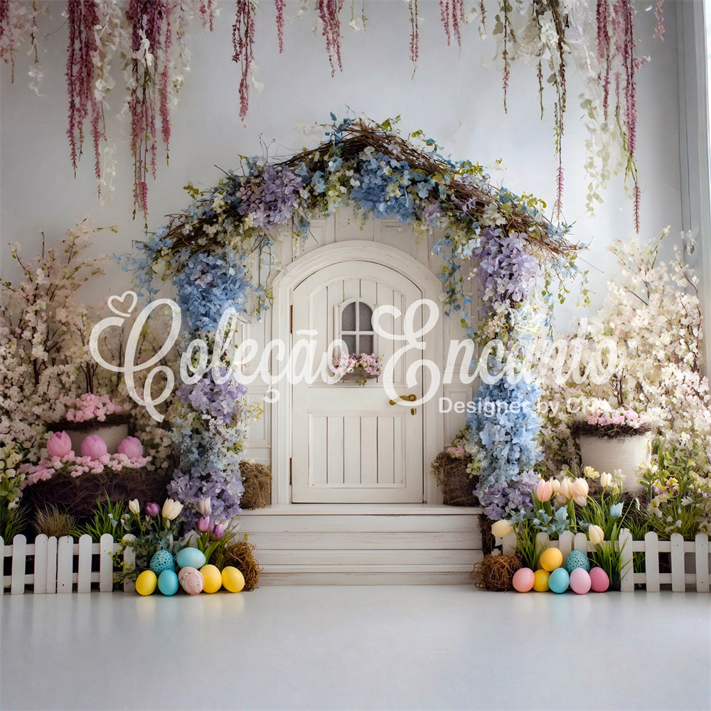 Toile de fond Pâques Arche Bleue Porte Blanche Par Magali