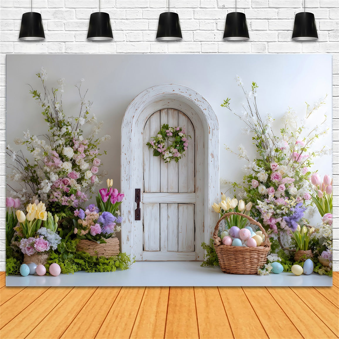 Fond Photo Pâques Porte Couronne Panier Œufs Par Magali