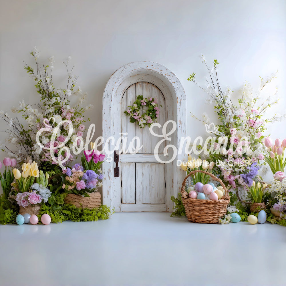 Fond Photo Pâques Porte Couronne Panier Œufs Par Magali