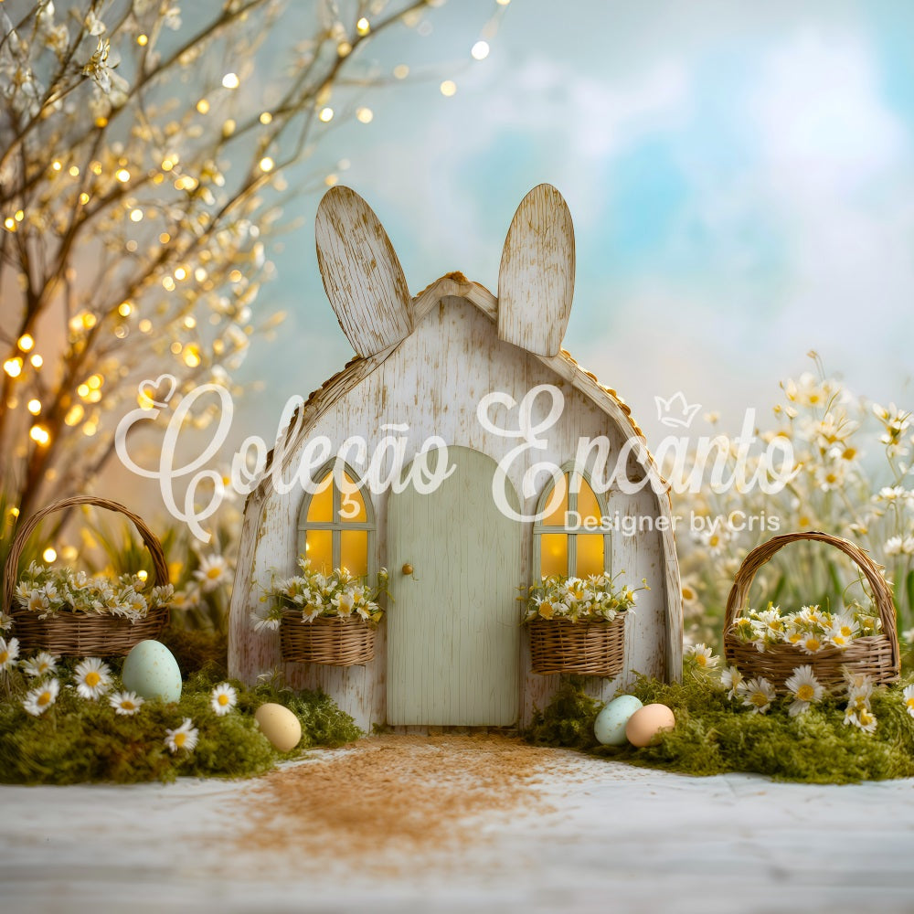 Fond Photo Pâques Maison Lapin Œufs Marguerites Par Magali